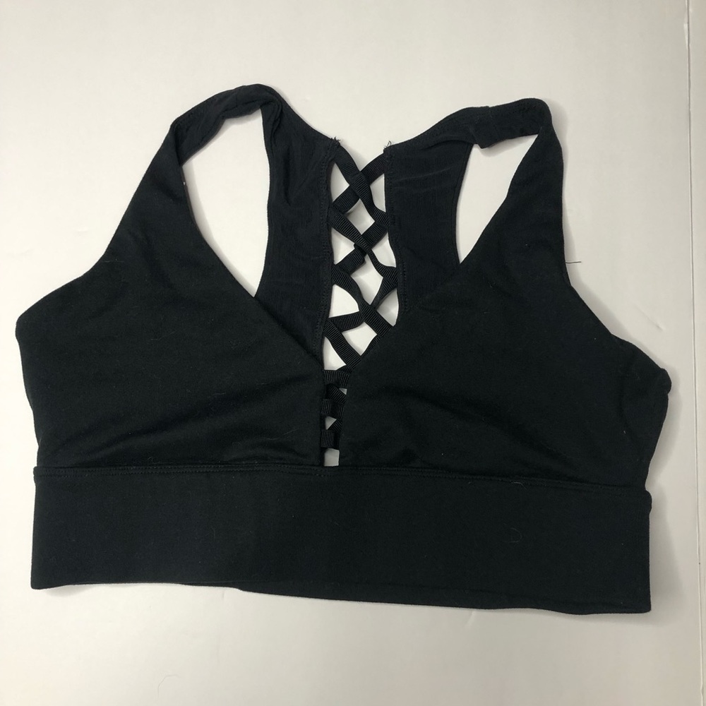 Fabletics Criss Cross Black Sports Bra